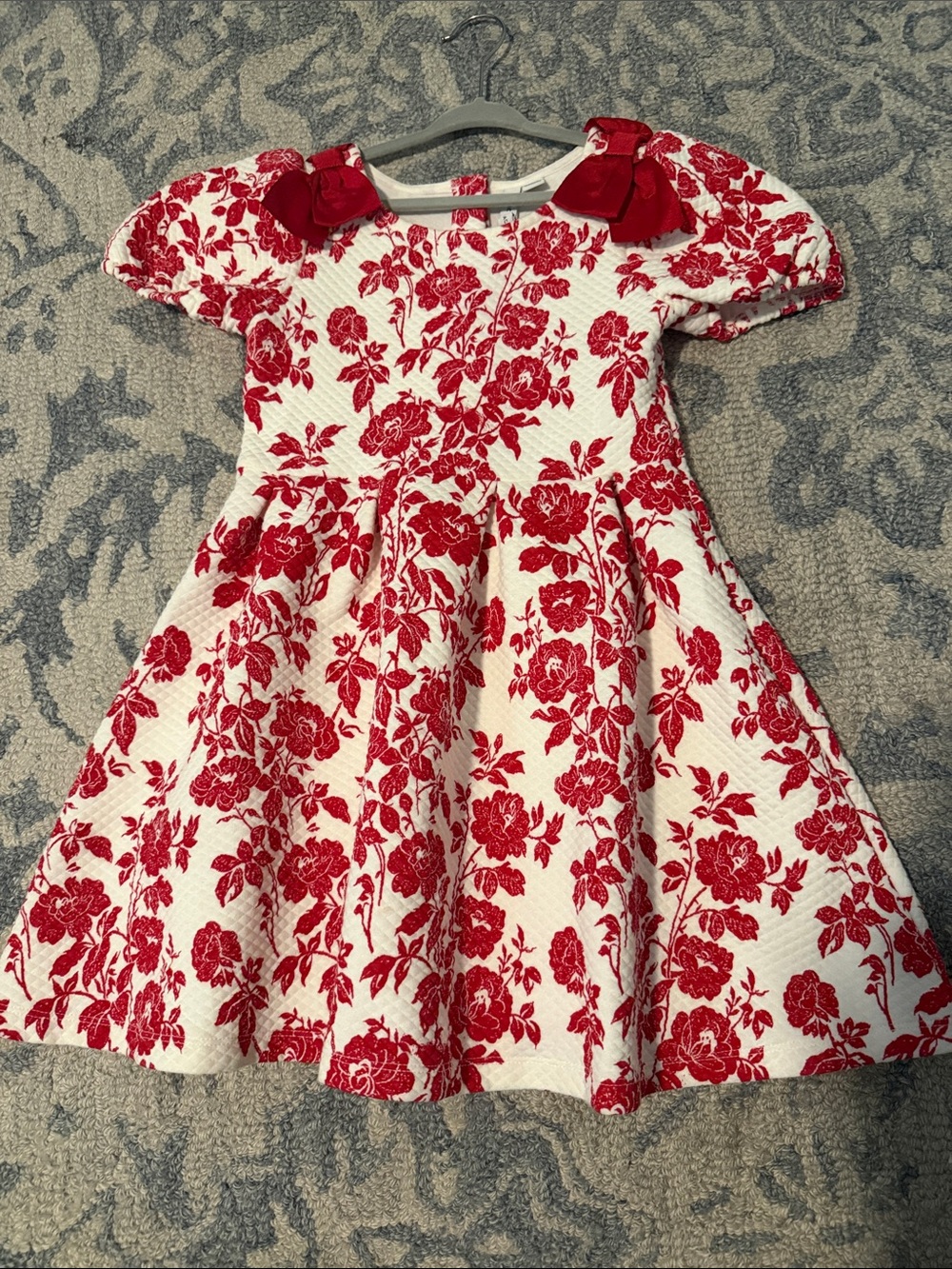 Janie and Jack Red and White Floral Party Dress